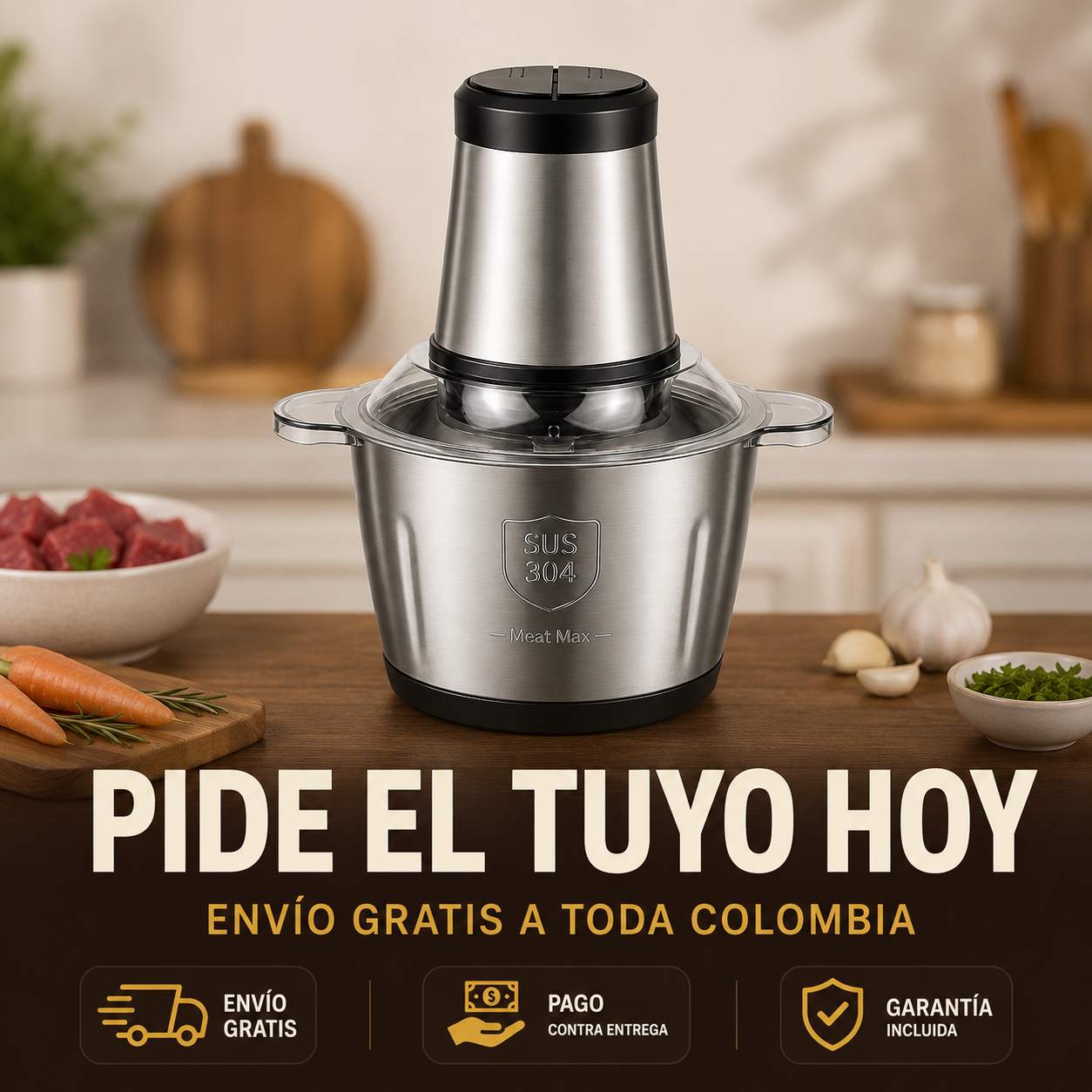 Molino Picador Eléctrico 2L — Acero Inoxidable