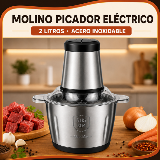 Molino Picador Eléctrico 2L — Acero Inoxidable