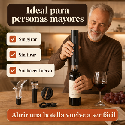 Sacacorchos Eléctrico Recargable + Kit Vinos Completo